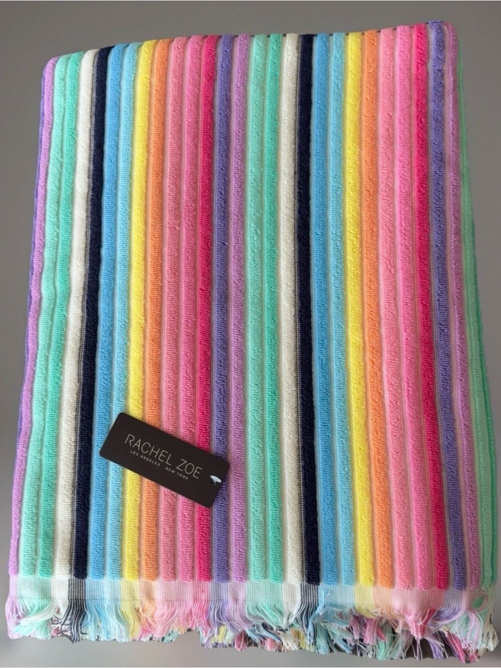 Rachel Zoe Rainbow Striped 40" x 70" Beach Large Bath Sheet Towel New